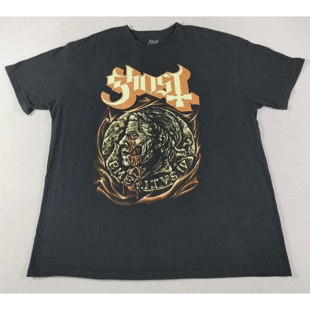 Ghost Shirt Mens 2XL Black Papa Emeritus IV Coin Graphic Tee Metal‎ Band